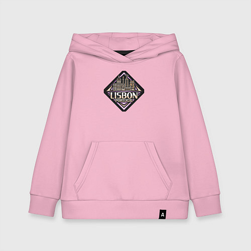 Детская толстовка-худи Лиссабон - Португалия / Светло-розовый – фото 1