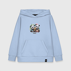 Толстовка детская хлопковая Панды семья, цвет: мягкое небо