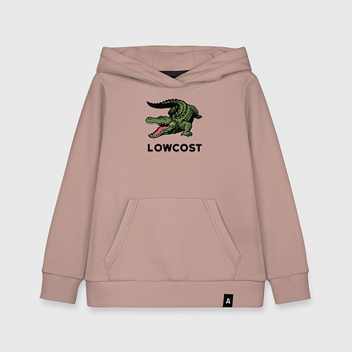 Детская толстовка-худи Крокодил - антибренд / Пыльно-розовый – фото 1