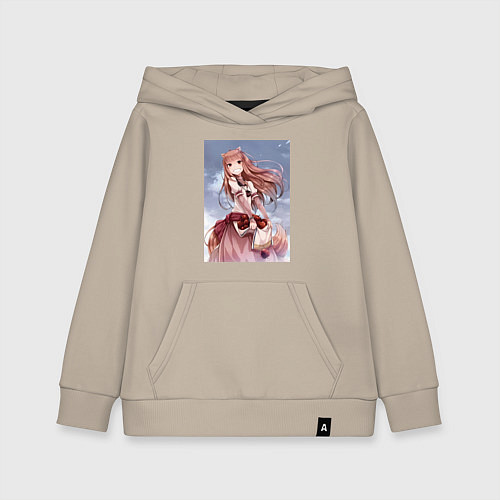 Детская толстовка-худи Волчица и пряности арт Холо / Миндальный – фото 1