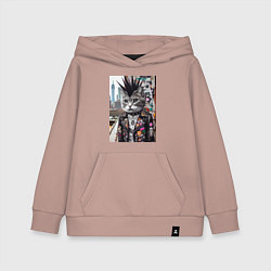 Толстовка детская хлопковая Нью-Йоркский панк музыкант - нейросеть, цвет: пыльно-розовый