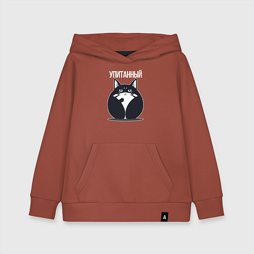 Детская толстовка-худи Упитанный кот / Кирпичный – фото 1