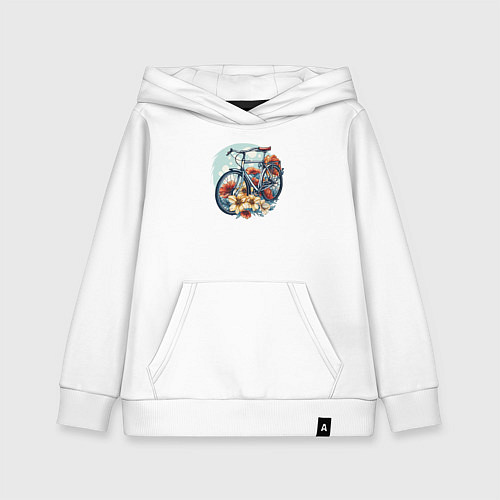 Детская толстовка-худи Велосипед в цветах / Белый – фото 1