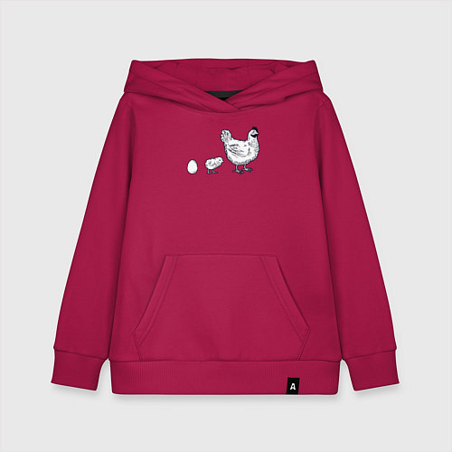 Детская толстовка-худи Куриное семейство / Маджента – фото 1