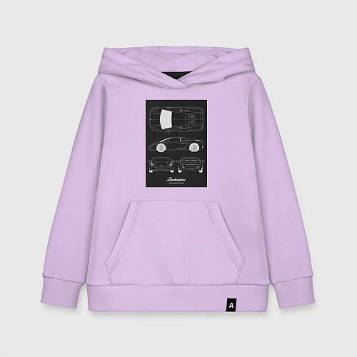 Детская толстовка-худи Lamborghini гоночный / Лаванда – фото 1