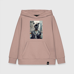 Толстовка детская хлопковая Молодая пантера - модница из Нью-Йорка, цвет: пыльно-розовый