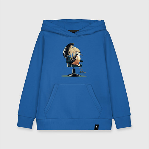 Детская толстовка-худи Птица в барбершопе / Синий – фото 1