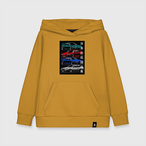 Детская толстовка-худи JDM автомобили / Горчичный – фото 1