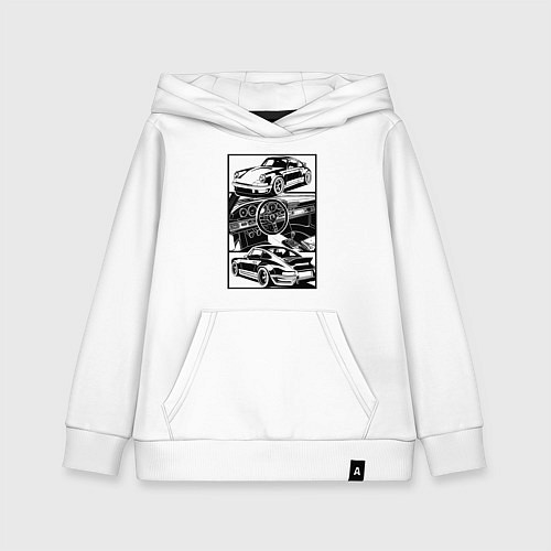 Детская толстовка-худи Porsche автомобиль классический / Белый – фото 1