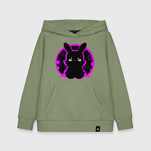 Детская толстовка-худи Зайка на черном фоне / Авокадо – фото 1