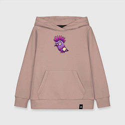 Толстовка детская хлопковая Голубь панк с ирокезом, цвет: пыльно-розовый