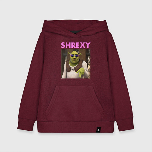 Детская толстовка-худи Shrexy - Shrek / Меланж-бордовый – фото 1