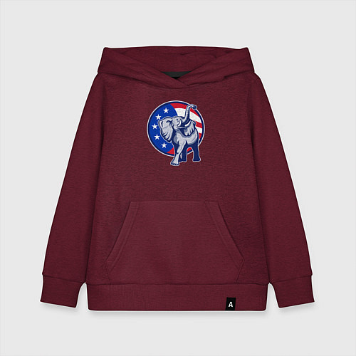 Детская толстовка-худи USA elephant / Меланж-бордовый – фото 1