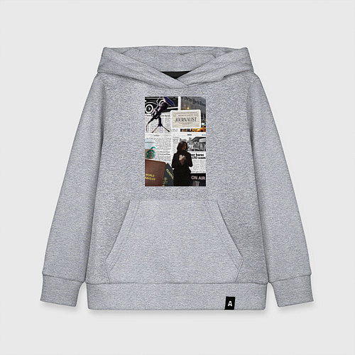 Детская толстовка-худи Журналист эстетика / Меланж – фото 1