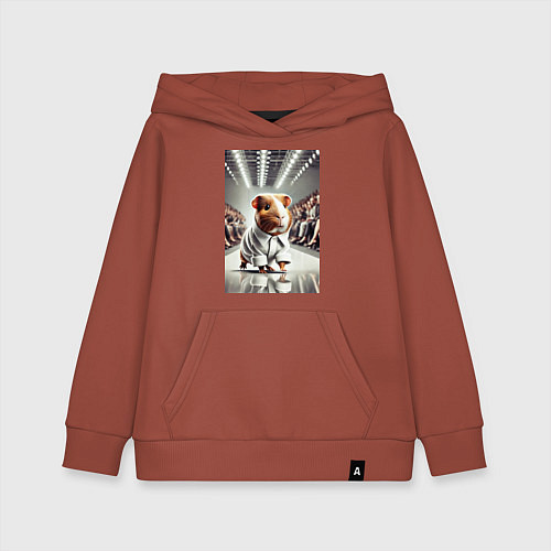 Детская толстовка-худи Морская свинка милая - показ мод животных / Кирпичный – фото 1