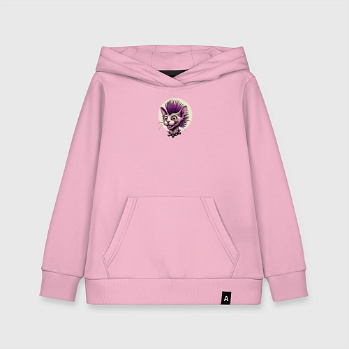Детская толстовка-худи Кот сфинкс с ирокезом панка / Светло-розовый – фото 1