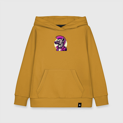 Детская толстовка-худи Гиена панк с ирокезом / Горчичный – фото 1