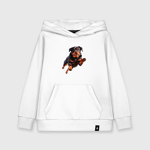 Детская толстовка-худи Hunter Dog - Ротвейлер ГТА в прыжке / Белый – фото 1