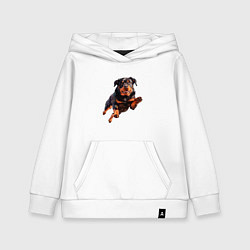 Толстовка детская хлопковая Hunter Dog - Ротвейлер ГТА в прыжке, цвет: белый