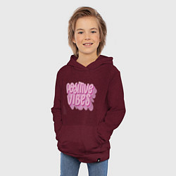 Толстовка детская хлопковая Позитивный вайб текст с эффектом, цвет: меланж-бордовый — фото 2