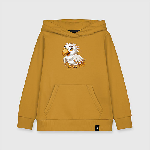 Детская толстовка-худи Белый попугай / Горчичный – фото 1
