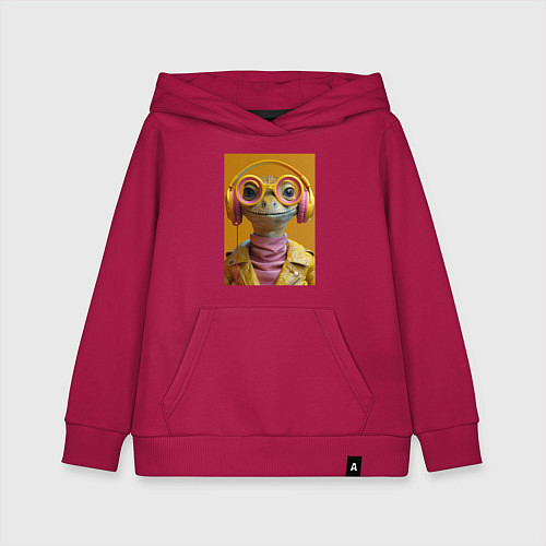 Детская толстовка-худи Змея-меломан / Маджента – фото 1
