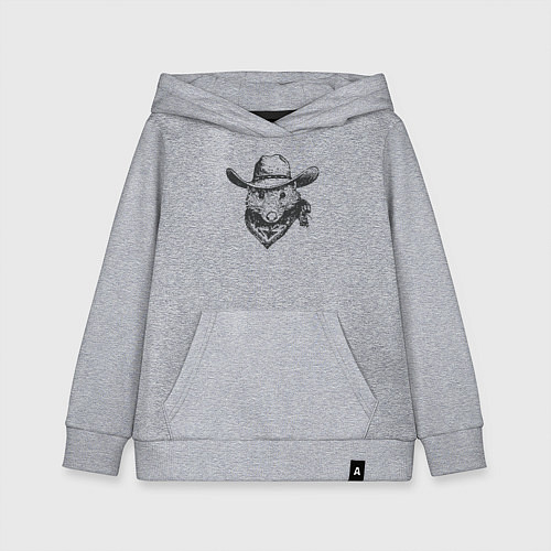 Детская толстовка-худи Опоссум ковбой / Меланж – фото 1