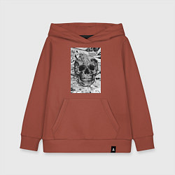 Толстовка детская хлопковая Череп черно-белый, цвет: кирпичный