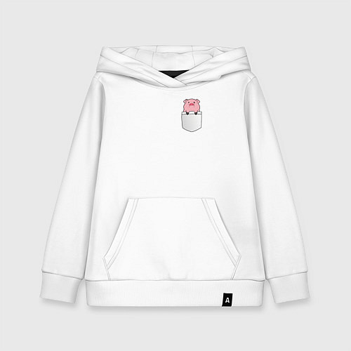 Детская толстовка-худи Розовый поросенок в кармане / Белый – фото 1