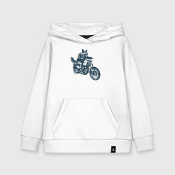 Толстовка детская хлопковая Овчарка байкер на мотоцикле чоппере, цвет: белый