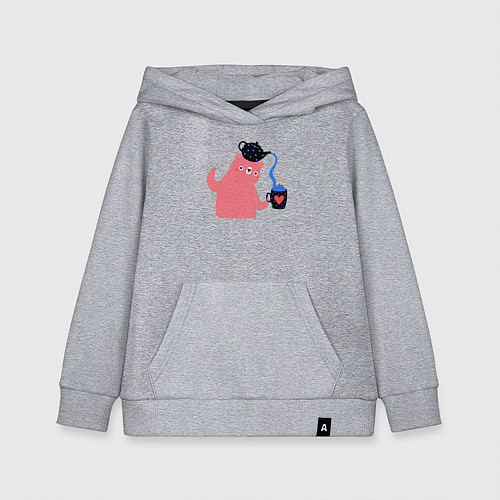 Детская толстовка-худи Чаепитие у мишки / Меланж – фото 1