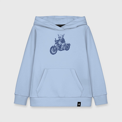 Детская толстовка-худи Той-терьер байкер на мотоцикле чоппере / Мягкое небо – фото 1