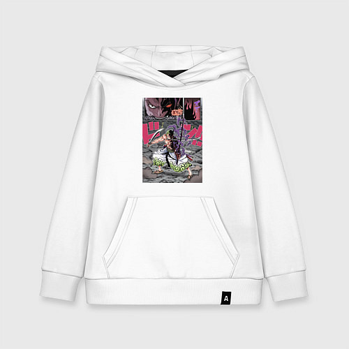 Детская толстовка-худи Ван-Пис Зоро Ророноа техника / Белый – фото 1