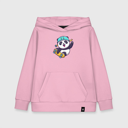 Детская толстовка-худи Skater panda / Светло-розовый – фото 1