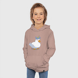 Толстовка детская хлопковая Милая уточка гусь с цветочком на голове, цвет: пыльно-розовый — фото 2