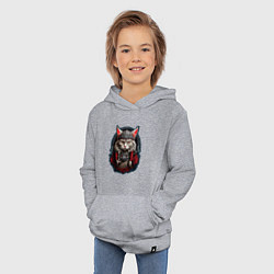 Толстовка детская хлопковая Кот викинг, цвет: меланж — фото 2