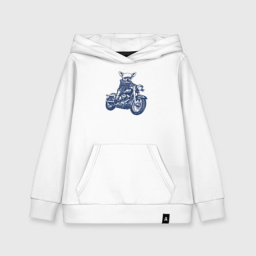 Детская толстовка-худи Чихуахуа байкер на мотоцикле / Белый – фото 1