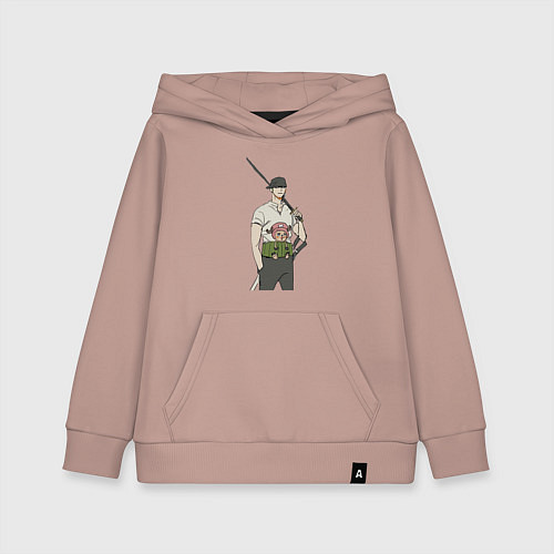 Детская толстовка-худи Ван-Пис Зоро Ророноа Чоппер / Пыльно-розовый – фото 1