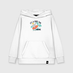 Толстовка детская хлопковая Хорошее время для серфинга, цвет: белый