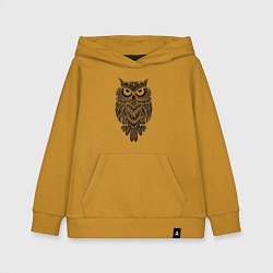 Толстовка детская хлопковая Расписной филин, цвет: горчичный