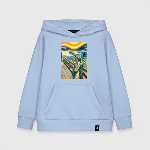 Детская толстовка-худи Крокодил кричит на картине Эдварда Мунка - мем иск / Мягкое небо – фото 1