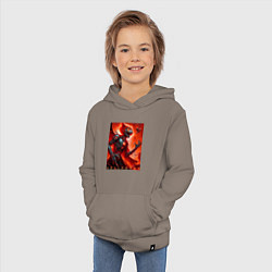 Толстовка детская хлопковая Кибер кошка ведьма - хэллоуин, цвет: утренний латте — фото 2