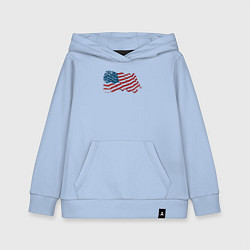 Толстовка детская хлопковая Развевающий флаг США, цвет: мягкое небо