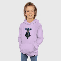 Толстовка детская хлопковая Волк байкер, цвет: лаванда — фото 2