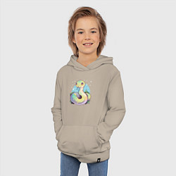 Толстовка детская хлопковая Милая зелёная змейка, цвет: миндальный — фото 2