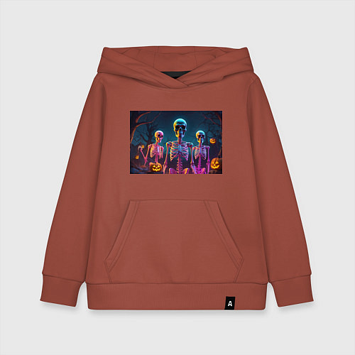 Детская толстовка-худи Страшилки скелеты / Кирпичный – фото 1