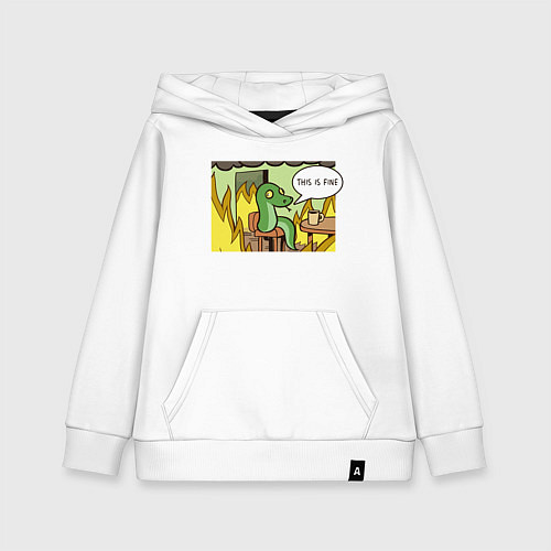 Детская толстовка-худи 2025 - This is fine / Белый – фото 1