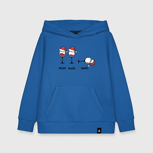 Детская толстовка-худи New Year - Drink drank drunk / Синий – фото 1