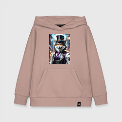 Толстовка детская хлопковая Стимпанк волк, цвет: пыльно-розовый
