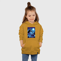 Толстовка детская хлопковая Тоторо в сказочном лесу в ночь на хэллоуин, цвет: горчичный — фото 2